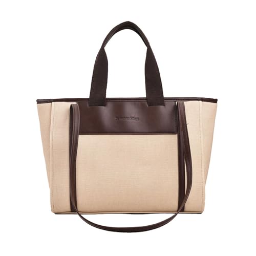 ohodhmnu Damen Tragetasche, Vintage Schultertasche Große Kapazität Bucket Bag Frauen Handtaschen Pendler Tasche Casual Einkaufstasche für Frauen Lady, coffee, 15.6 inches