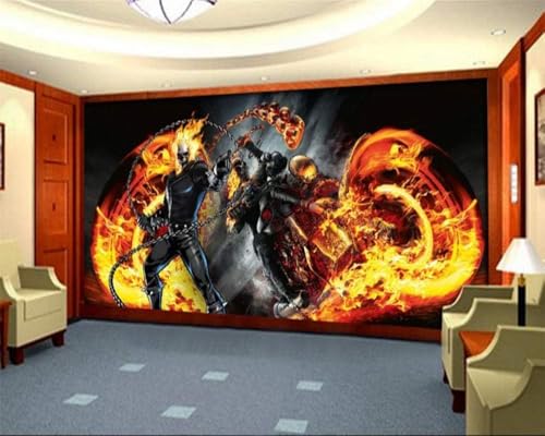 Flamme Motorrad 3D Tapete Poster Restaurant Schlafzimmer Wohnzimmer Sofa TV Dekorative Wand-150cm×105cm