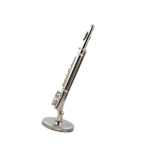 1 Stück Miniaturflötenmodell aus reinem Kupfer mit Unterstützung für Mini-Musikinstrumentenzubehör Musikinstrumente Miniatur (Size : Silver color 11cm)