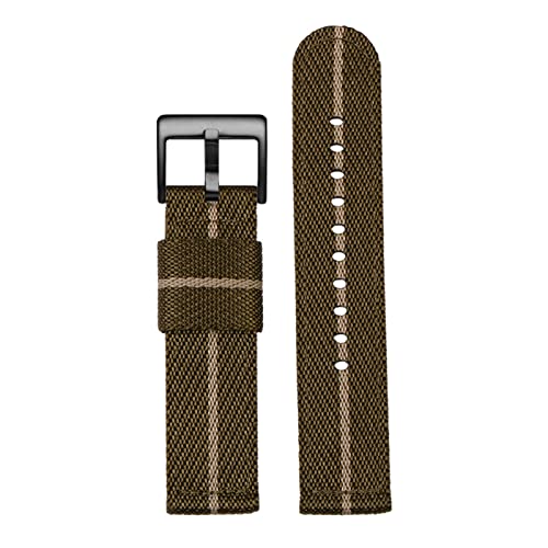 SCRUBY Mode gewebter Nylon Uhrenband für Omega Seahorse 300 Leinwand verdickte Sportgurt 18mm 20 mm 22 mm 24 mm(Brown beige black,18mm)