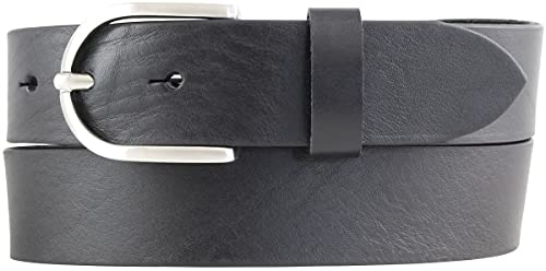 BELTINGER Damen-Gürtel aus Vollrindleder 3,5 cm | Jeans-Gürtel für Damen 35mm | Chino-Gürtel mit runder Gürtelschließe | Schwarz 90cm