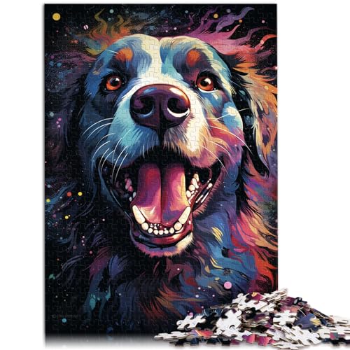 Puzzle Bunter Psychedelischer Galaxie-Schäferhund für Erwachsene, 1000 Teile, Puzzle-Geschenke, Holzpuzzle als Geschenk für die ganze Familie und die 1000 Teile (50 x 75 cm)