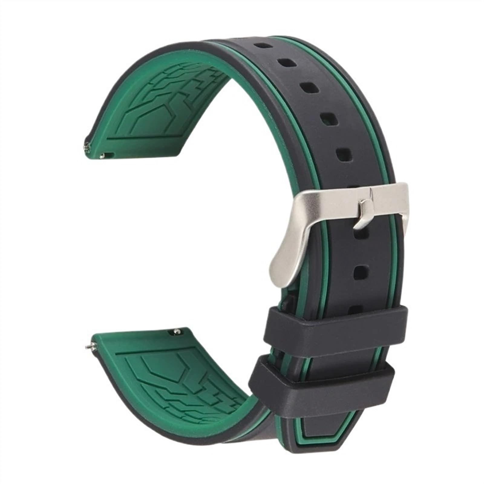 THBGTCNQ Weiches Silikon-Uhrenarmband mit Schnellverschluss, Gummiarmband for das Handgelenk, 20 mm, 22 mm, 24 mm, Herren und Damen, Sport-Ersatzarmbänder(Green,22mm)