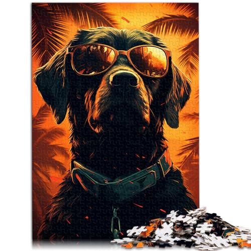 Spiel-Geschenk-Puzzle Großer Hund mit Sonnenbrille | Puzzle 1000 Teile für Erwachsene, Holzpuzzle, Lernpuzzle, Spiel, Geburtstag, Weihnachtsunterhaltung (50 x 75 cm)