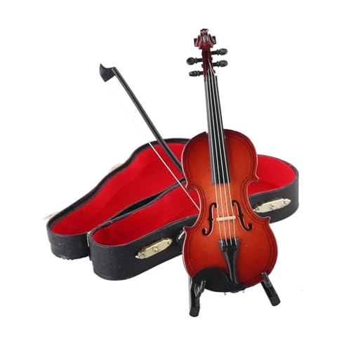 Hölzerne Musikinstrumente-Sammlung, Dekorative Ornamente, Mini-Violine Mit Unterstützung, Miniatur-Modell-Dekoration Musikinstrumente Miniatur (Size : 20cm)