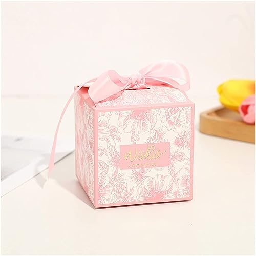 Box für Geschenke, Süßigkeiten-Box, Papier-Süßigkeits-Geschenkbox, rosafarbene Boxen, geeignet for Verpacken von Blumen-Dankeschön-Taschen mit Griff, Hochzeitsbevorzugungsdekoration