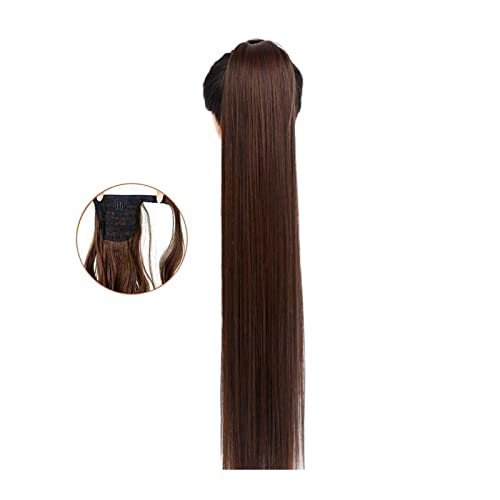 Ponytail Extension/Haarteil Langer gerader Pferdeschwanz-Verlängerung 22/32 Zoll Wrap-Around-Pferdeschwanz-Kunsthaar-Verlängerungen Clip-in-Pferdeschwanz-Haarteil for Frauen Pferdeschwanz Verlängerung