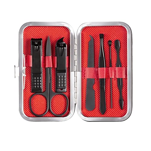 SCRUBY 7–23-teiliges professionelles Nagelschneider/Pediküre-Scheren-Set aus Edelstahl, Adlerhaken, tragbares Maniküre-Nagelknipser-Werkzeug-Set (7 Stück schwarze Box)