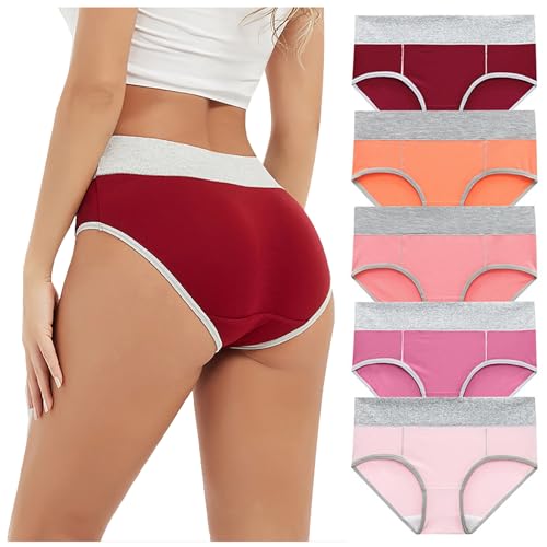 CSHE 5er Pack Unterhosen Damen Baumwolle Seamless Slips Nahtlos Hipster Atmungsaktive Unterwäsche Basic Bequem Panties Sexy Hohe Taille Slip Oversized Unterhose Hoher Taillenslip für Frauen