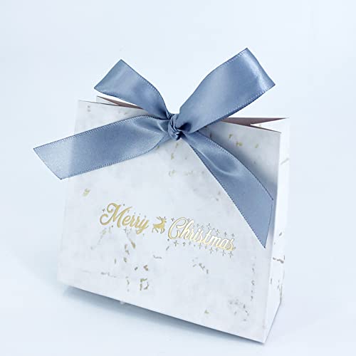 Mini-Weihnachtstüten aus Marmor, Papierschachteln für Geschenke, Süßigkeiten, Kekse, Bündel, Weihnachtsthema, Geschenk zum Verpacken von Geschenktüten, Weihnachtsdekoration, Silber, 50 Stück