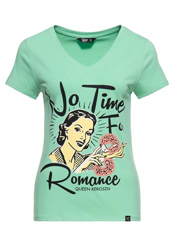 Queen Kerosin Damen Kurzarmshirt | Printshirt | T-Shirt | 50S | Rockabella | Vintage | Comic Art | Cartoon | Retro No Time for Romance