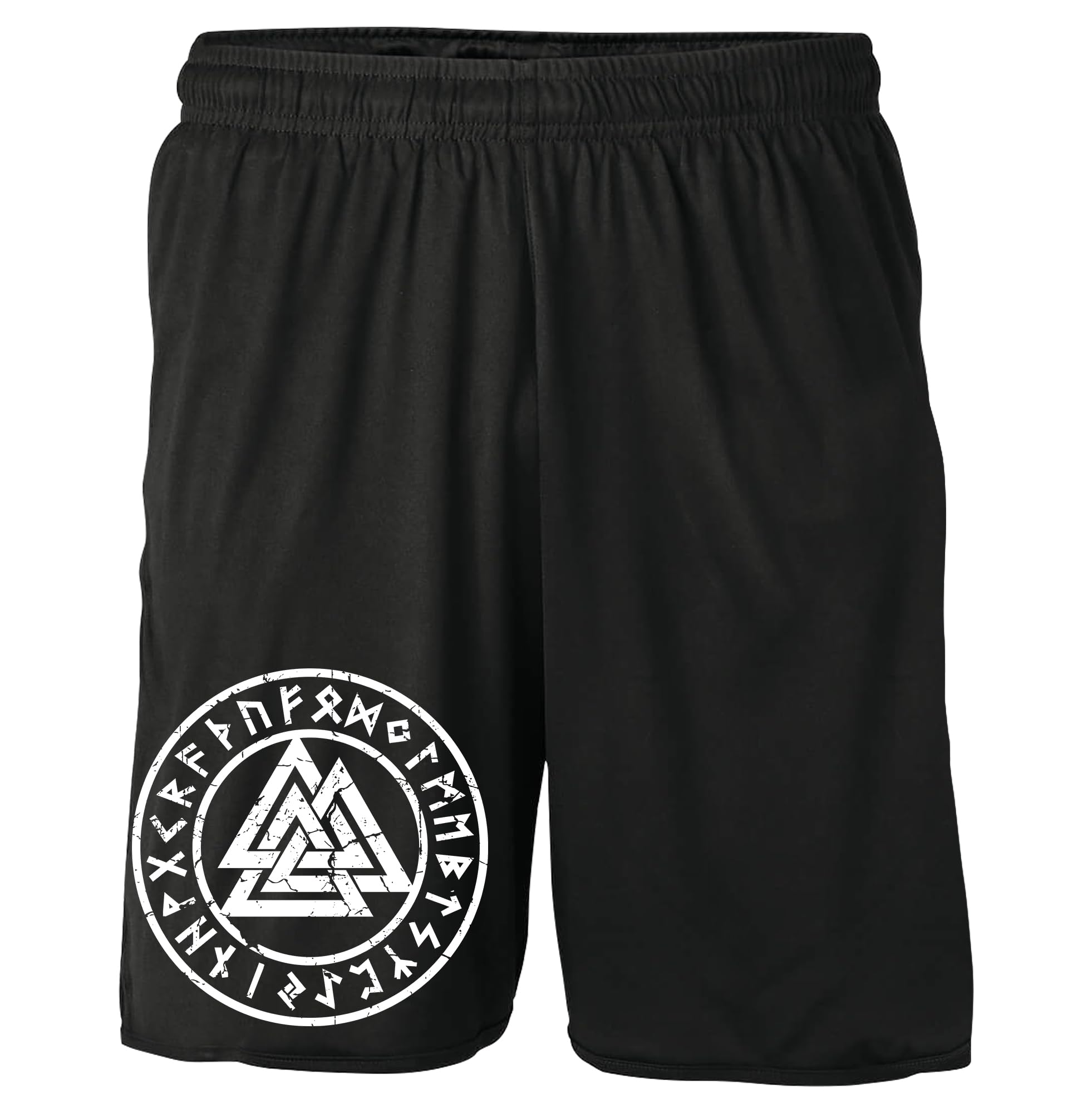 UGLYSHIRT Valknut Shorts | Runen Walhalla Odin Hose Nordmann Wikinger Kurze Hose Berseker Vikings Ragnar Valhalla | Schwarz (M)