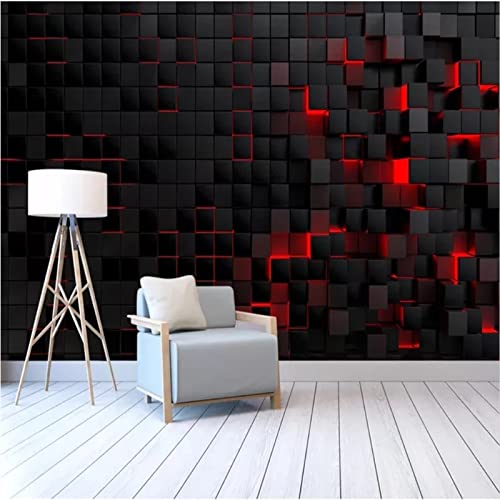 Wohnzimmer Tapete Technische Tapete 3D Rot Glänzend Schwarz Würfel Wandbild Tapete Wohnkultur TV Wandbild Tapete Wanddekoration fototapete 3d Vlies wandbild Schlafzimmer-350cm×256cm