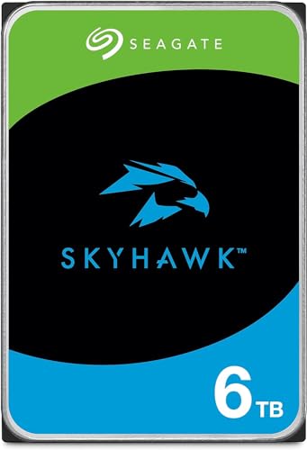 Seagate Skyhawk 6TB interne Festplatte HDD, Videoaufnahme bis zu 64 Kameras, 3.5 Zoll, 64 MB Cache, SATA 6 Gb/s, Silber, FFP, inkl. 3 Jahre Rescue Service, Modellnr.: ST6000VX009