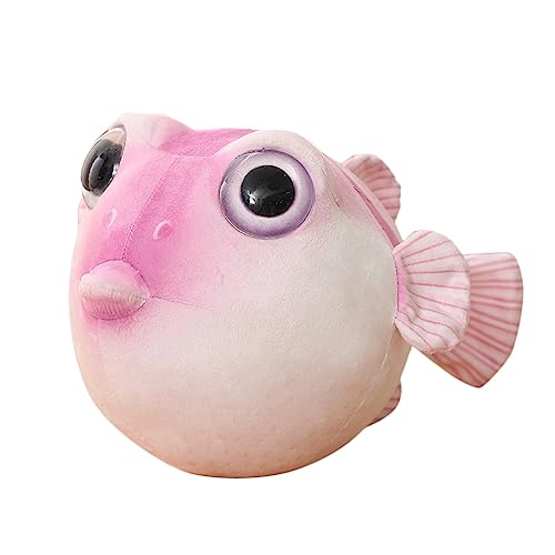 DANAIM Simulation Kugelfisch Stofftier, Niedliches Kugelfisch Plüschtier Kugelfisch Meerestier Plüschpuppe Weiches Wurfkissen Geschenke for Kinder Geburtstag Weihnachten(Pink,43cm)