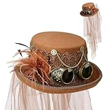 W WIDMANN MILANO Party Fashion 68564 - Zylinder Steampunk aus Filz, Hut, Retro, Mottoparty, Karneval