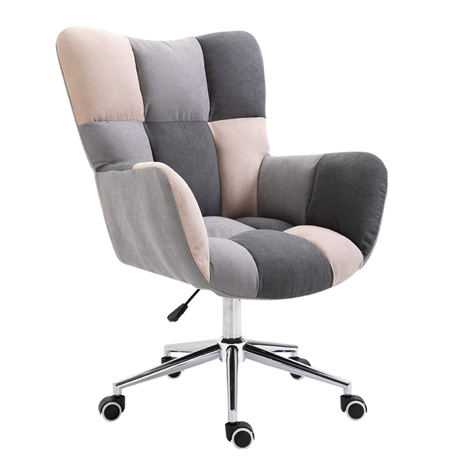 Drehbarer Schreibtischstuhl, Bürostuhl mit mittelhoher Rückenlehne, ergonomischer, bequemer Drehstuhl mit Armlehne, höhenverstellbarer Lordosenstütze, maximale Belastung 150 kg, für Home-Office-Stuh