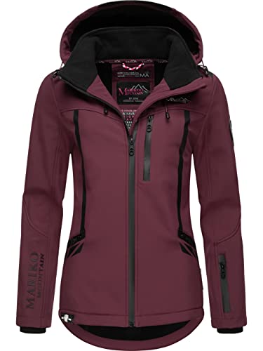 MARIKOO Damen Softshelljacke wasserdichte Funktionsjacke mit Abnehmbarer Kapuze Mount-Cho-Oyu Wine Gr. XS