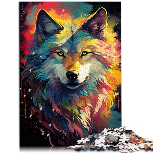 Puzzle Wolf, bunt, für Erwachsene, 1000 Teile, Puzzle-Geschenke, Holzpuzzle, Spaß für Aktivitäten zu Hause, Geburtstagsgeschenk, Reisegeschenk, 1000 Teile (50 x 75 cm)