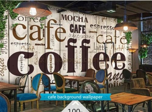 Kaffee-Alphabet-Holzbrett 3D Tapete Poster Restaurant Schlafzimmer Wohnzimmer Sofa TV Dekorative Wand-150cm×105cm