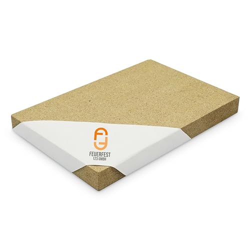 Feuerfest 123 - Vermiculite Platte [600x400x60 mm] - Für Kaminöfen - Schamotte Ersatz für Feuerraum Auskleidungen - 1.150 °C hitzebeständig - Alternative für Schamottsteine - Brandschutzplatte Kamin