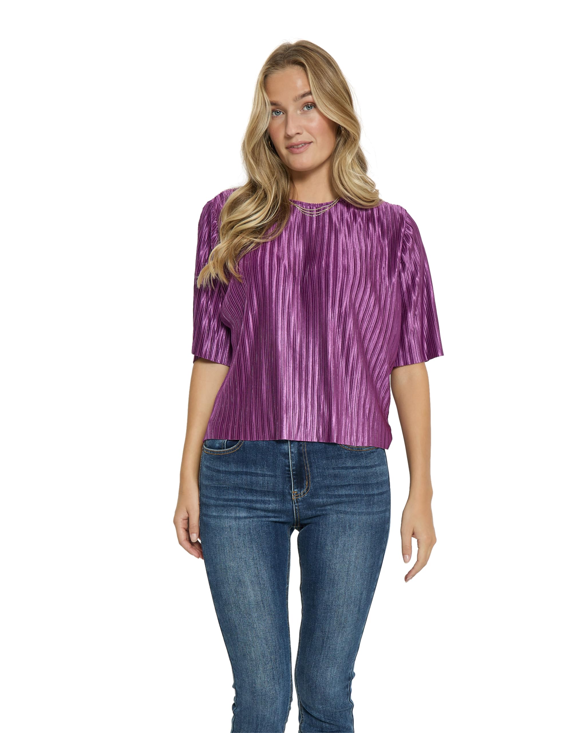 Peppercorn Damen Patricia Bluse mit halblangen Ärmeln, 7024 Hollyhock Purple, 44