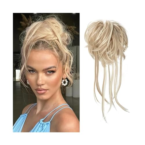 Haarteil Haargummi Messy Bun Haarteil Lockiges Haar Dutt Extensions mit geraden Enden Haargummis Pferdeschwanz Haarteile for Frauen Haarverlängerung