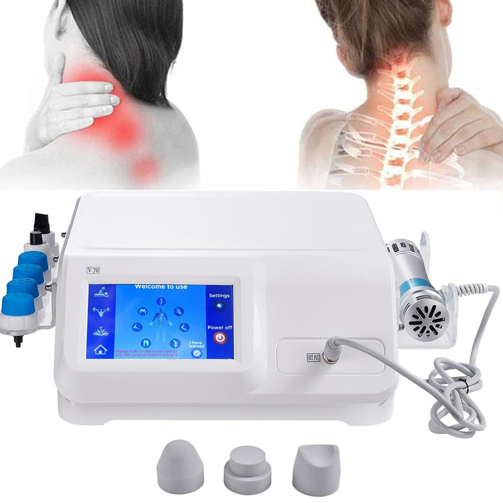 lwjunmm ED Extrakorporales Stoßwellen-Stoßwellentherapiegerät Shockwave Therapy Machine zur Schmerzlinderung Körpermassagegerät,V70[UKplug]