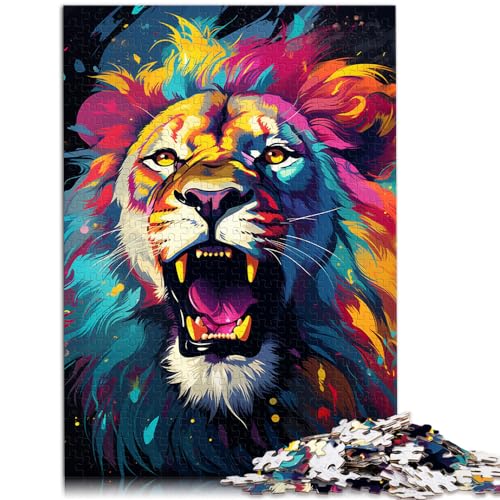 Puzzle für Erwachsene, farbenfroher Psychedelischer Löwe, Puzzle 1000 Teile, Puzzle-Spielzeug, Holzpuzzle, tolles, 1000 Teile (50 x 75 cm)