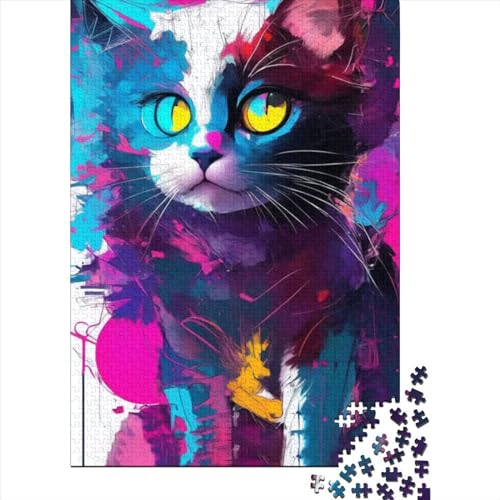 1000-teiliges Puzzle für Erwachsene und Teenager. Niedliches abstraktes Katzen-Holzpuzzle für Erwachsene und Teenager. Präzisionsgeschnittenes 1000-teiliges Puzzle (Größe: 75 x 50 cm)