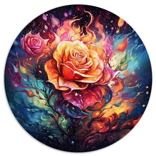 Puzzle für brennende Rose, 1000 Puzzles für Erwachsene, 1000 Teile, 26,5 x 26,5 Zoll, Puzzle für Sommerliebhaber, Stressabbau, Urlaub zu Hause, Zeit totschlagen