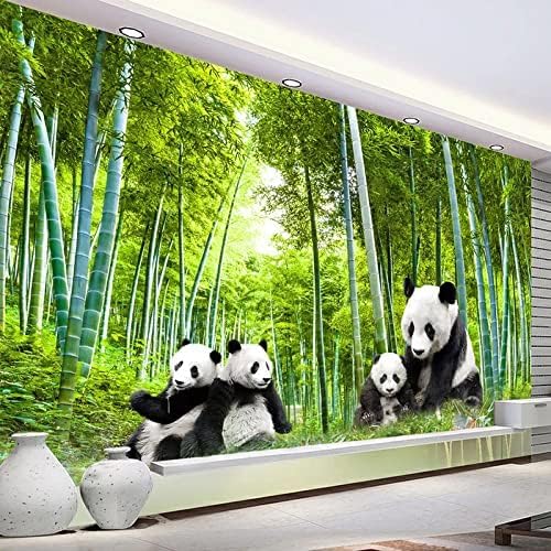 XLMING Grüner Bambus Wald Panda Poster Wand Küche Esszimmer Arbeitszimmer Wohnzimmer TV Hintergrund Wand 3D Tapete-300cm×210cm