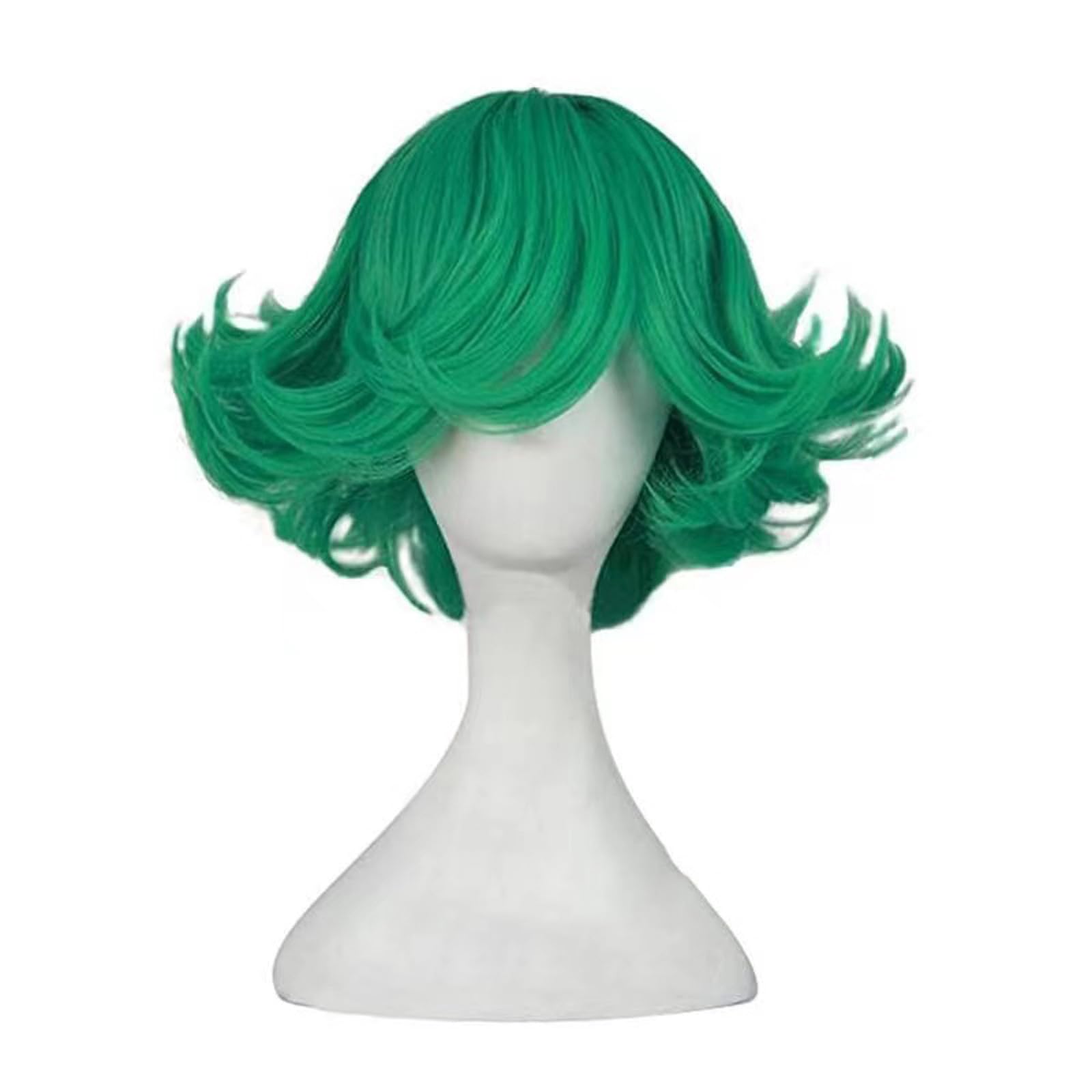 WCCNKK ONE PUNCH-MAN Senritsu No Tatsumaki Terrible Tornado Cosplay Perücke, Grünes Lockiges Haar Comic Rollenspielperücken + Perücke Kappe, Geeignet Für Halloween-Party, Nachtleben, Anime-Geschenk