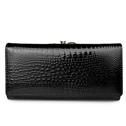 ohodhmnu Damen Tragetasche, Mode Leder Damen Geldbörsen Lange Damen Geldbörse Geldtasche Geldbörsen, Schwarz , Red pocket