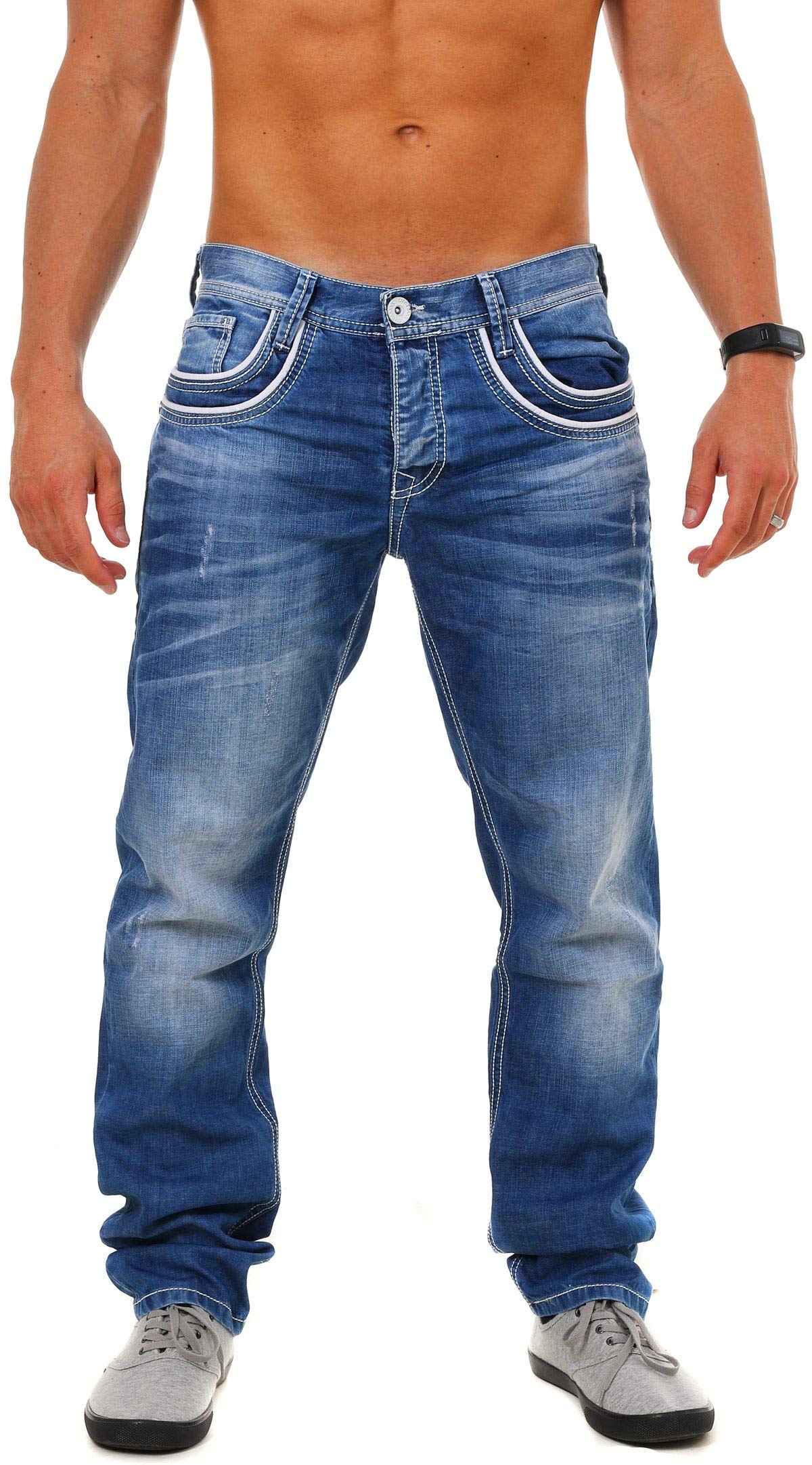 Cipo & Baxx Herren Straight Fit Jeans Simba blau W 40 L 32