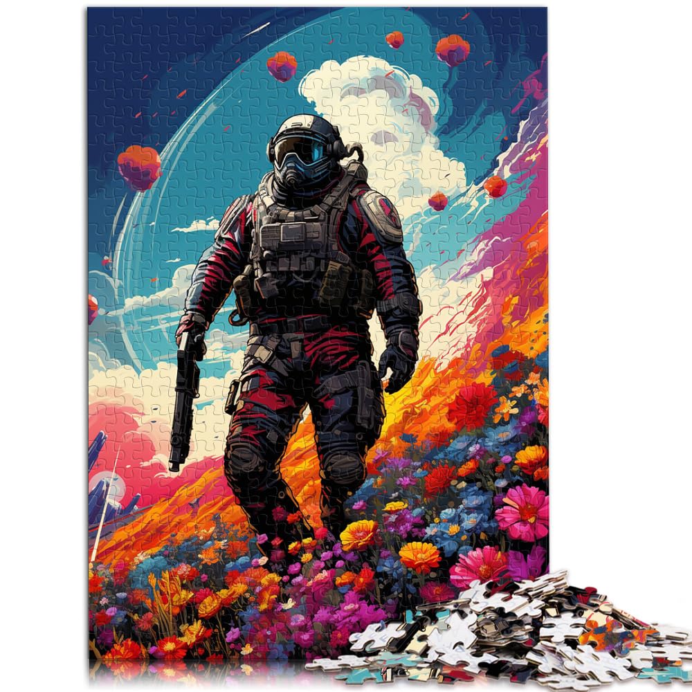 Puzzles, farbenfrohe Zeichnung eines Astronauten, 1000-teiliges Puzzle, Lernspiele, anspruchsvolles, unterhaltsames Spiel für die ganze Familie, 1000 Teile (50 x 75 cm)