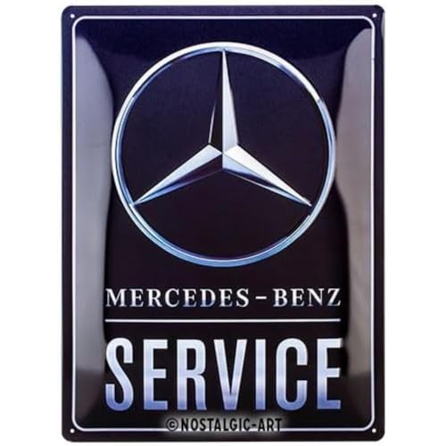 Nostalgic-Art Retro Blechschild Mercedes Benz Service, Geschenk-Idee für Auto Accessoires Fans, aus Metall, Vintage-Design zur Dekoration, 30 x 40 cm