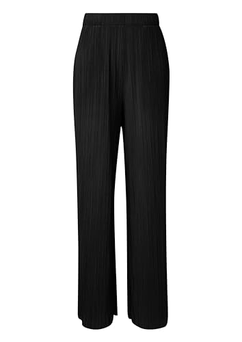 QS Damen 2147727 Hose mit Plisseefalten, Black 9999, 38