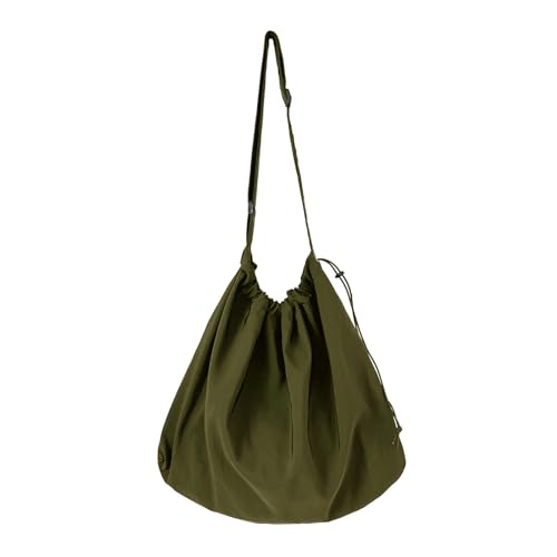 ohodhmnu Damen Tragetasche, 2023 Neue Nylon Tasche Kordelzug Crossbody Tasche Große Kapazität Schultertasche für Mädchen Studenten Vielseitige Schule Buch Taschen, grün, with accessories