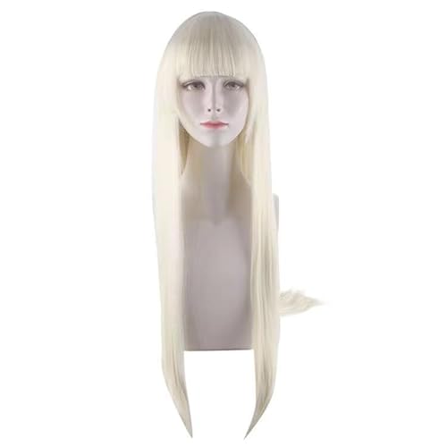 WCCNKK Wig Anime Cosplay Kakegurui Yomozuki Runa Cosplay Perücke 80 Cm Langes Goldenes Glattes Haar Hitzebeständiges Kunsthaar, Mit Perückenkappe, Dekorative Accessoires, Anime-Geschenk