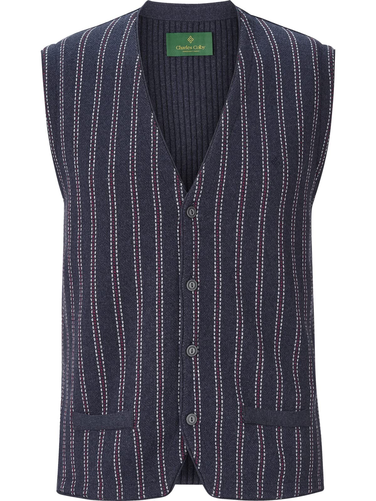 Charles Colby Herren Strickweste Bors (Indoor-Weste, Business-Weste) dunkelblau 3XL (XXXL) - 64/66