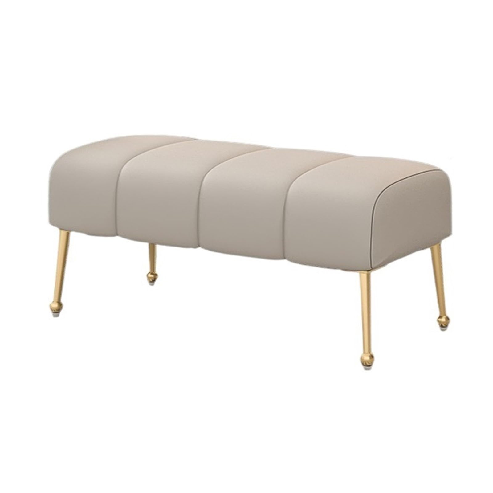 Sitzbank für Schlafzimmer Gesteppte, gepolsterte Schlafzimmerbänke mit goldenen Beinen, Eingangsbank, Fußstützenbank, Esszimmerbank for Schlafzimmer und Wohnzimmer, Grau Bettbank(140*45*45cm)