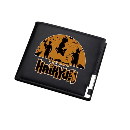 RYNDEX Haiky-uu!! Anime-Geldbörsen, Karikatur Portmonee Klein Kompakt, PU-Leder Geldbörse Brieftasche Wallet(Color:Black 5)