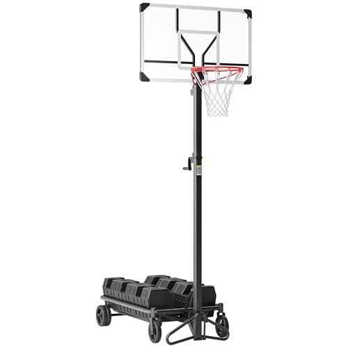 SPORTNOW Basketballkorb Outdoor mit Ständer, 130-310 cm höhenverstellbar Basketballständer klappbar, Basketballanlage Standfuß mit Rollen, für Erwachsene, Schwarz