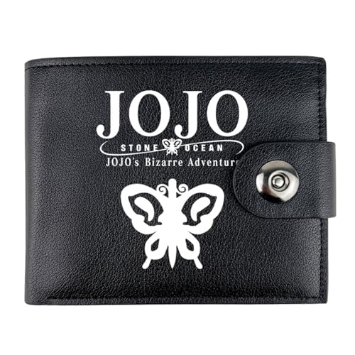 RYNDEX Jo-Jo's Bizar-re Adventu-re Geldbörse Anime, Kunstleder Kartenetui Geldtasche mit Münzfach, PU Leder Geldbörse Brieftasche Wallet, für Männer Geschenke(Color:Black 3)