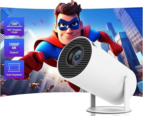 Mini Beamer, 4K Full HD 1080P 180°Dreh Tragbarer Projector, Klein Videoprojektor Unterstützt 2.4/5G Dual WiFi und Bluetooth 5.0, mit Android und IOS 11.0 Heimkino Smart Beamer