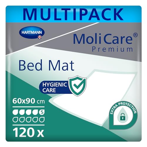 Hartmann MoliCare Premium Bed Mat Bettschutzeinlagen, Saugstärke 5 Tropfen, Größe 60x90cm, 120 Stück