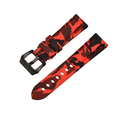 SpaRcz Uhrenarmband, Camouflage-Gummi-Uhrenarmband mit Nadelschließe, 20-26mm, Farbe 16, 22mm