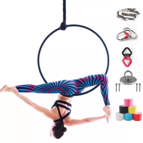 ROGHA Aerial Hoop Set Aerial Lyra Hoop Zirkusluftausrüstung Yoga Hoop Edelstahl Aerial Ring Set Aerial Dance Circus Ring,for Yoga Acrobatics Gymnastics,90cm-3.2cm