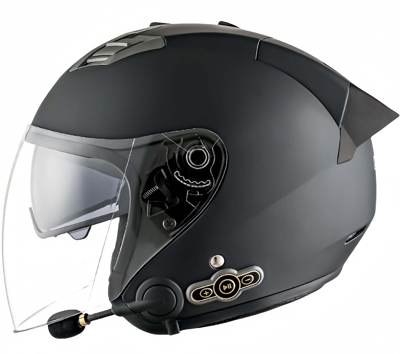 3/4 Motorrad-Jethelm Mit Bluetooth, Retro-Helm, Doppelbrille, Herausnehmbares Innenfutter, Ohrenschützer, ECE-Zertifizierung, Schutzhelm Für Roller, Fahrrad, Herren Und Damen F,M57-58CM